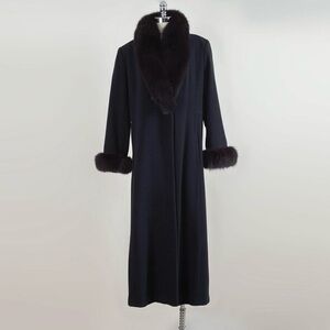 Marvin Richards Black Coat with Fox Fur Collar